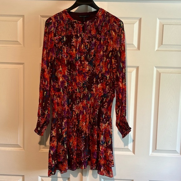 White House Black Market Long Sleeve Floral Print Smocked Blouson Dress, Size XL - Picture 7 of 7